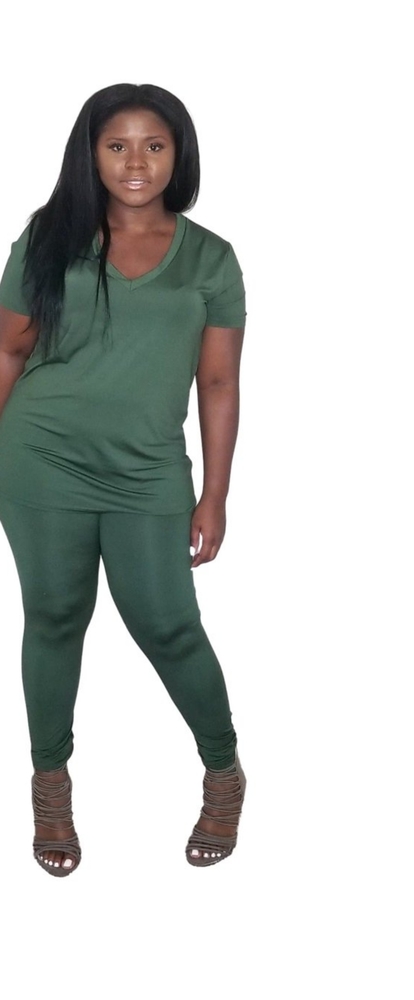 2 piece legging set - olive